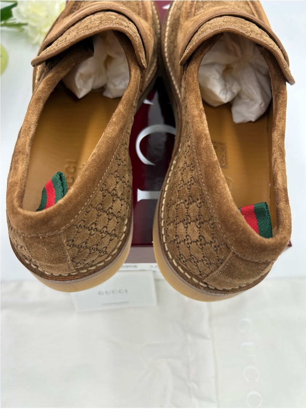 Men’s Gucci GG monogram web loafers size 11 fits 11.5 US made in Italy - Picture 9 of 9